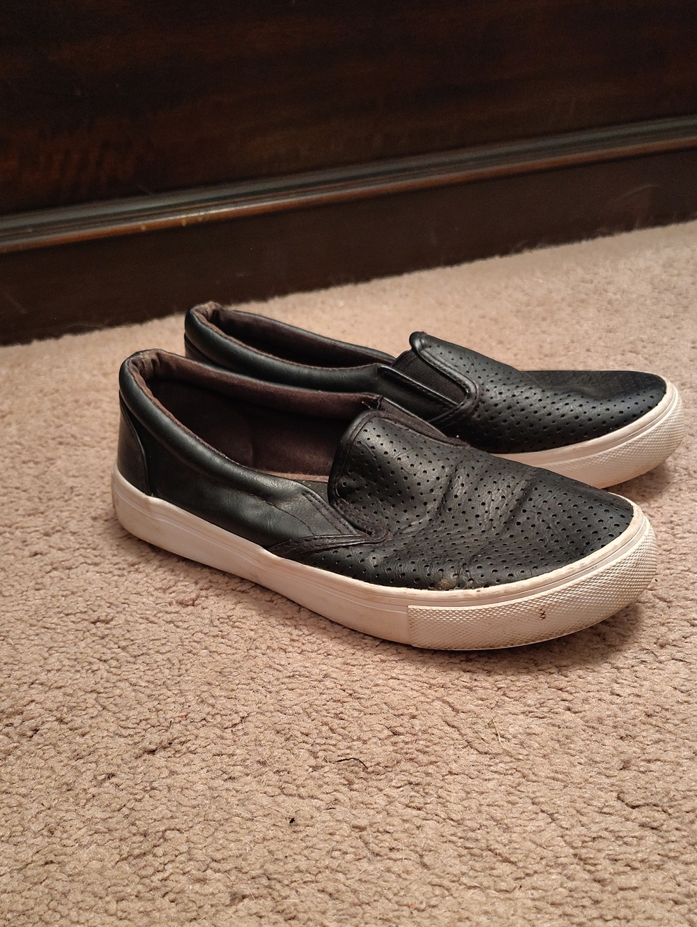 Kids Black Perforated Slip-On Casual Sneakers - Soda